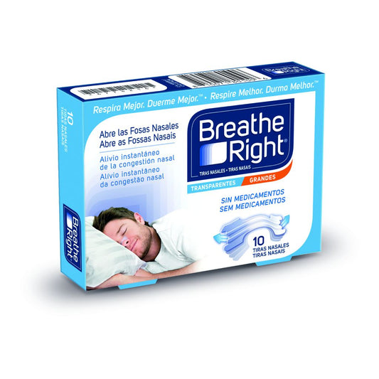 Breathe Right Tiras nasales grandes Transparentes 10 ud