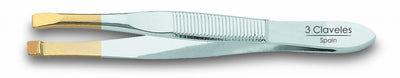 3 Claveles pinza estrecha dorada 8 cm