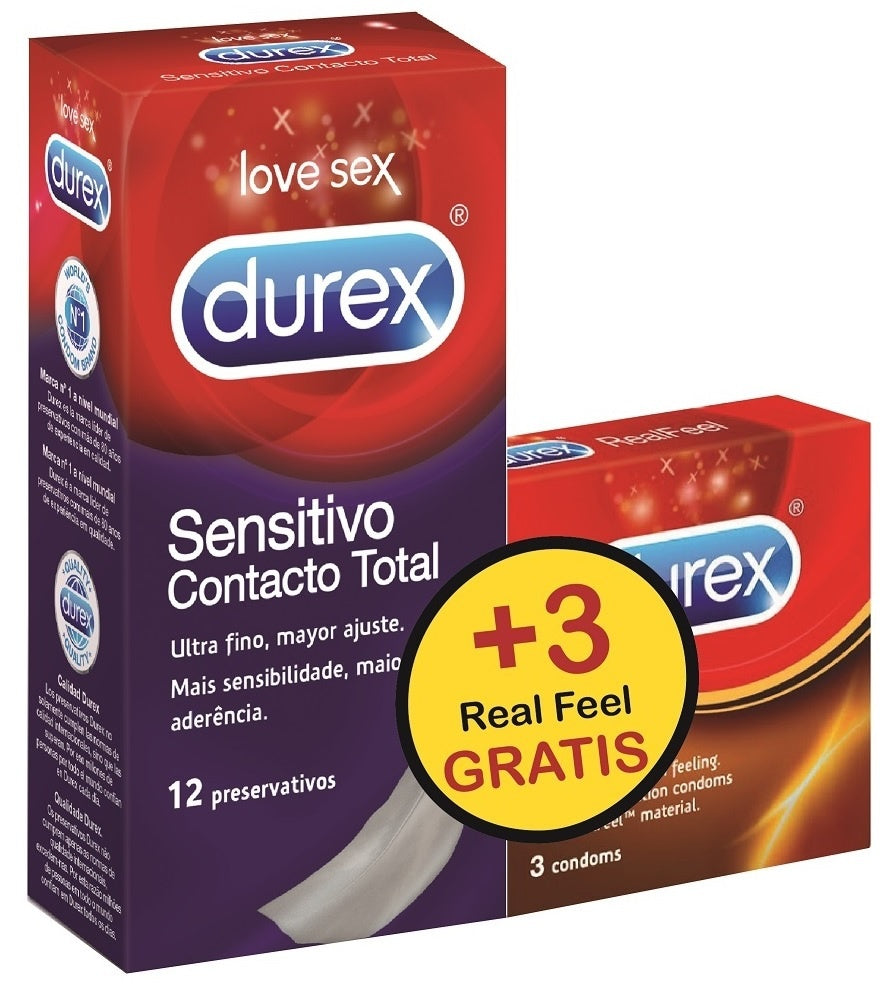 Durex Preservativos Contacto Total 12U+3U Durex Real Feel