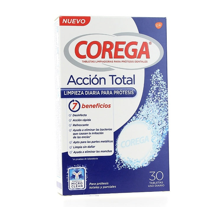 Corega Acción Total Limpiador 30 Tabletas