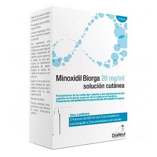 Minoxidil Biorga 20 Mg/Ml Solucion Cutanea 3 Frascos 60 Ml + 3 Accionadores De Boquilla Y 2 Accionadores Con Canula