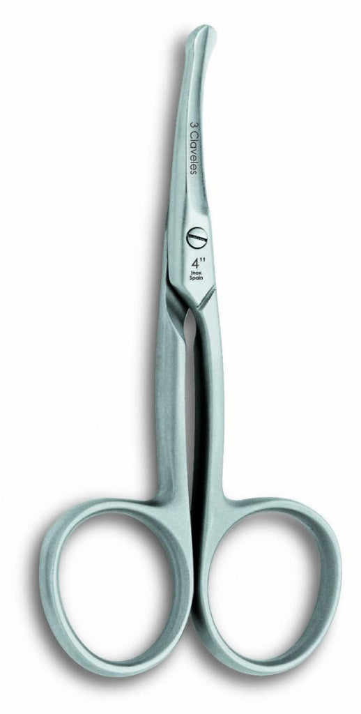 3 Claveles tijera bebé inox curva 4"