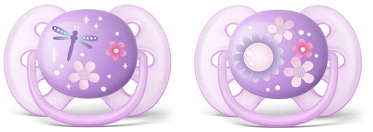 ZZ Philips Avent chupete ultrasoft decorado lila niña 6-18M 2 unidades