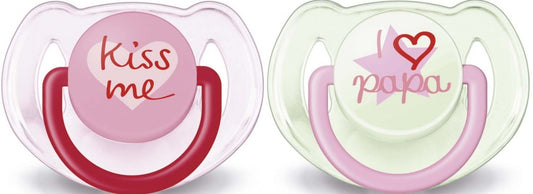****Philips Avent chupete decorado I Love/Kiss niña 6-18M 2 unidades