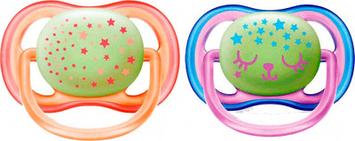 Philips Avent chupetes Ultra Air nocturno 0 a 6 meses niña 2 uds