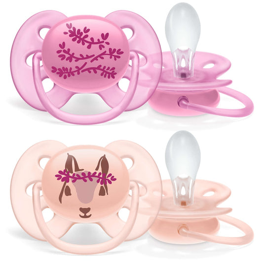 Philips Avent 2 chupetes ultra soft decorados 6-18 meses niña