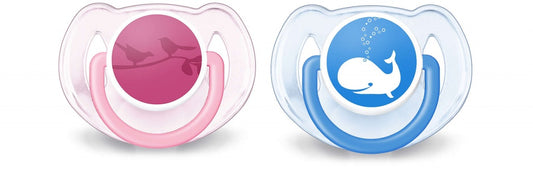 Philips Avent 2 chupetes CLASSIC surtidos 6-18meses (ballenas - pájaros)
