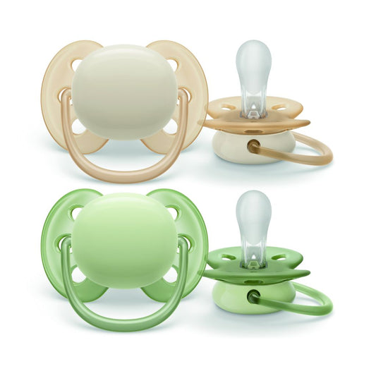 Philips Avent chupetes ultra soft 0-6 m crema/verde niño 2 uds