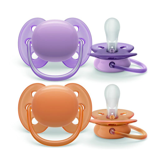 Philips Avent chupetes ultra soft 6-18 m lila/naranja niña 2 uds