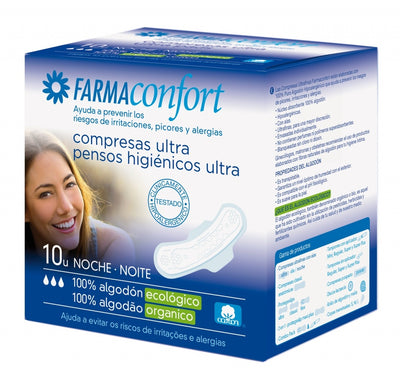Farmaconfort compresas con alas noches 10 unidades