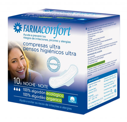 Farmaconfort compresas con alas noches 10 unidades