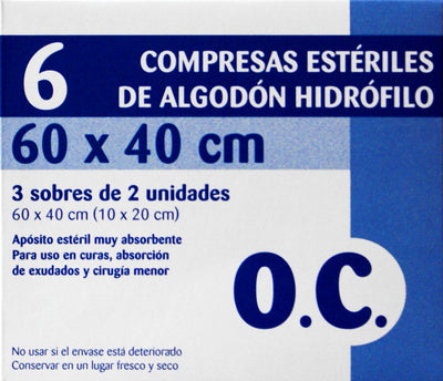 O.C.Sobre Gasa Estéril 60x40 3 sobres de 2 unidades