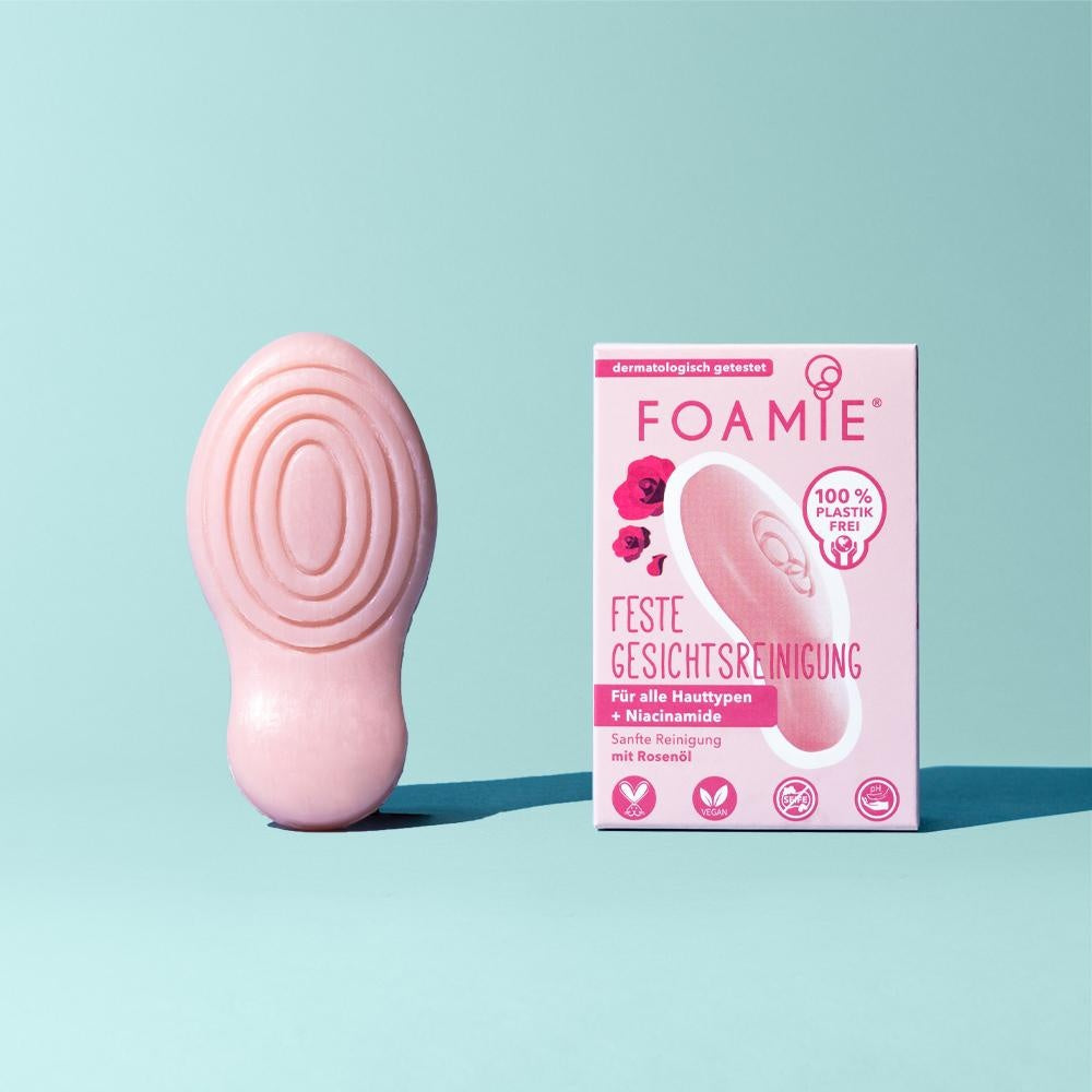 Foamie limpiador facial solido de agua de rosas para pieles sensibles Solido Sin Plasticos Eco