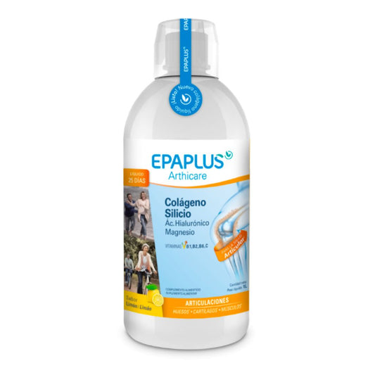 Epaplus colágeno con Silicio, Ácido Hialurónico, Magnesio Bebible Sabor Limón 1L (25 días)