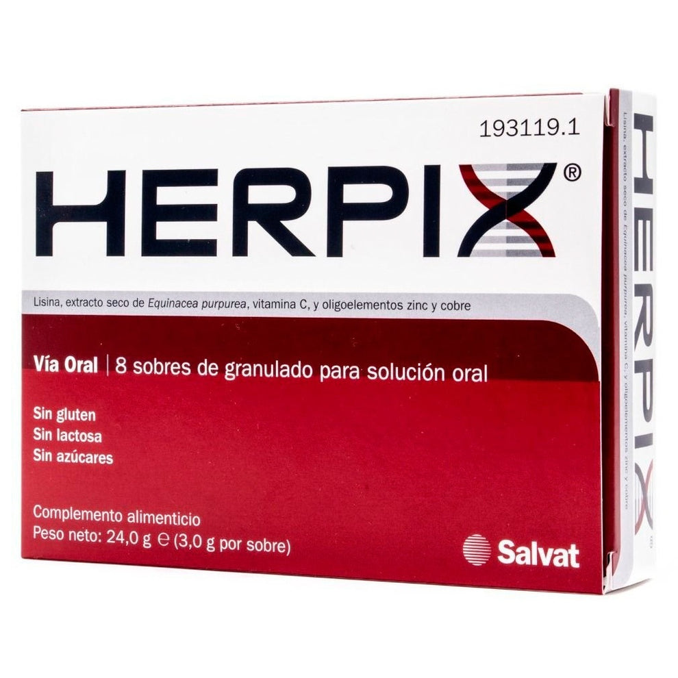 Herpix complemento alimenticio para brotes recurrentes Herpix 8 Sobres Vía Oral