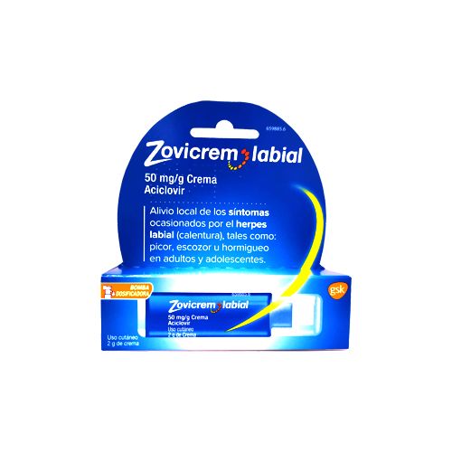 Zovicrem crema de aciclovir con bomba dosificadora Zovicrem labial 50 mg/g crema 2 g con bomba dosificadora