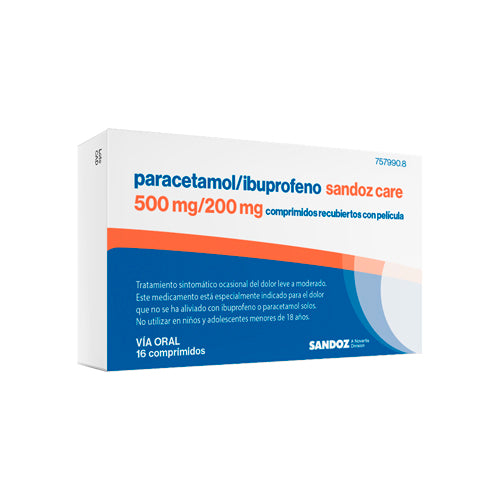Paracetamol E Ibuprofeno Sandoz Care 500mg 200mg 16 Comprimidos paracetamol-e-ibuprofeno-sandoz-care-500mg-200mg-16-comprimidos