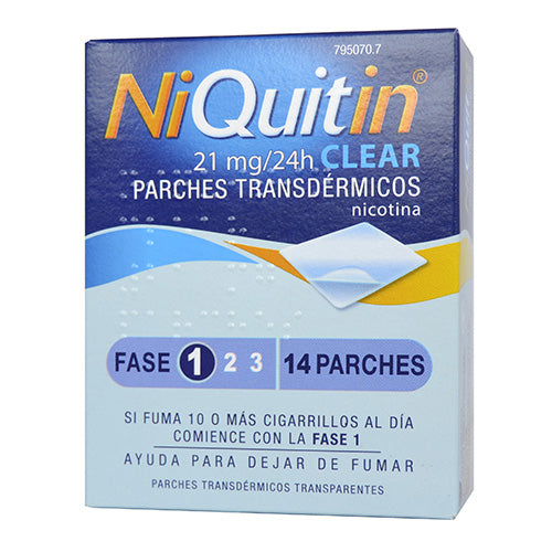 NIQUITIN CLEAR 21 mg/24 h 14 PARCHES TRANSDERMICOS 114 mg