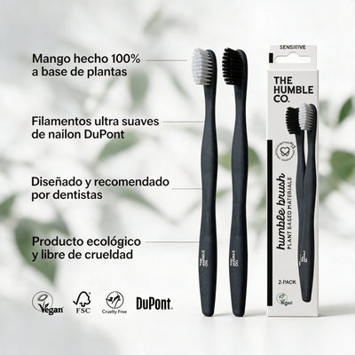 The Humble Cepillo dientes base Plantas negro y blanco pack 2 uds