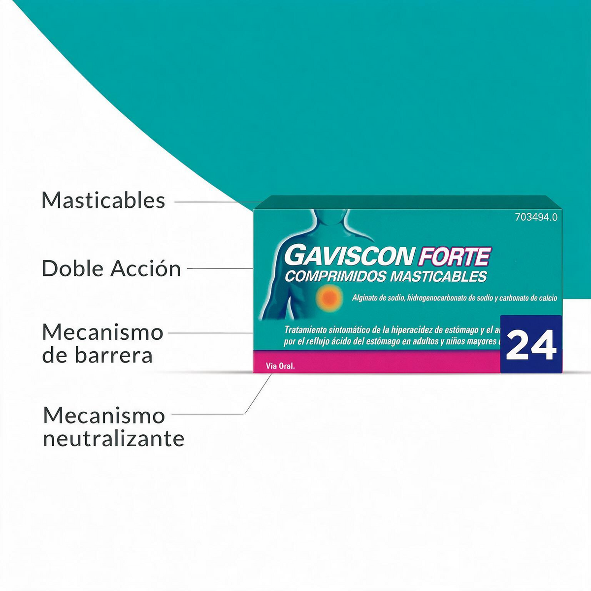 Gaviscon Forte Doble Acción 24 comprimidos