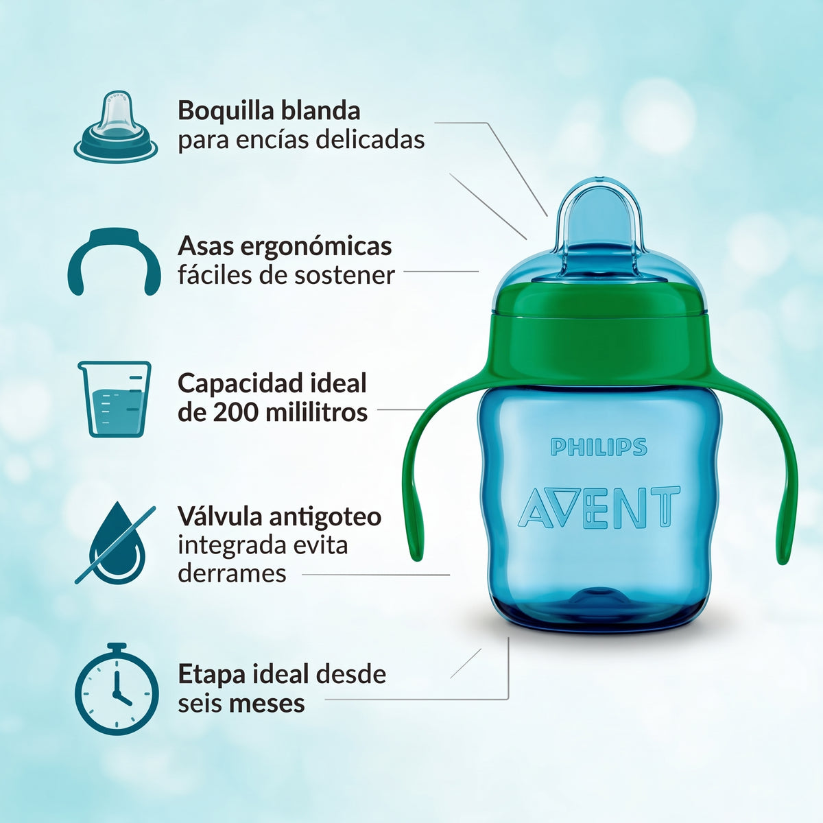 Philips Avent vaso niño boquilla blanda 200 ml
