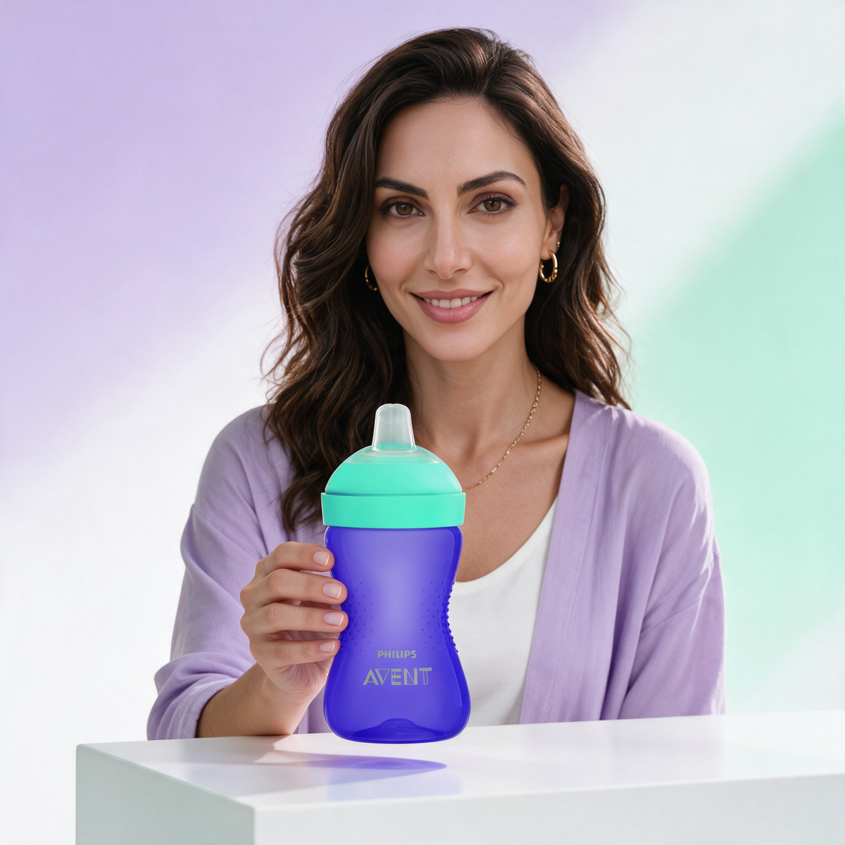 Philips Avent Vaso con boquilla dura +12m - 300ml MORADO