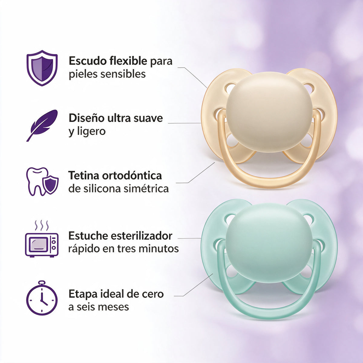 Philips Avent 2 Chupetes UltraSoft 0-6m neutral