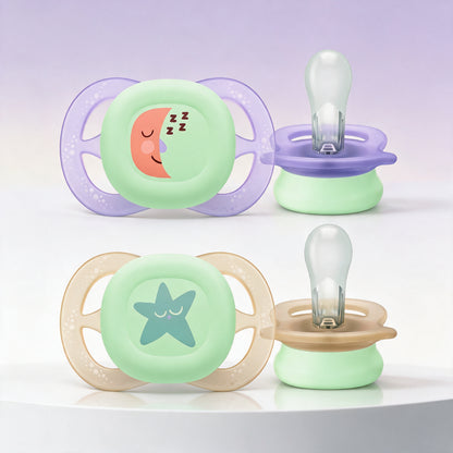 Philips Avent Chupetes Ultra Start 0-2m niña 2 uds - nocturno