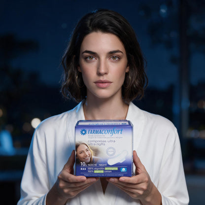 Farmaconfort compresas con alas noches 10 unidades