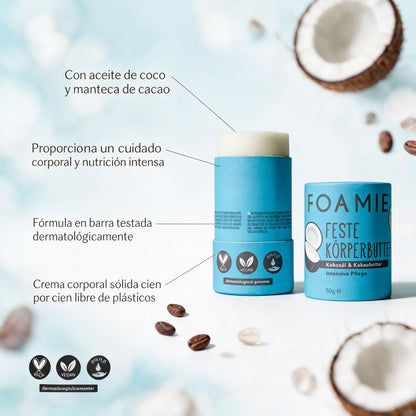 Foamie crema hidrante corporal en barra de coco y manteca de cacao Solido Sin Plasticos Eco