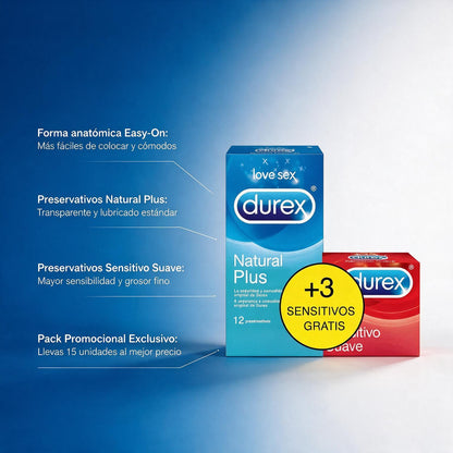Durex Preservativos Natural Plus 12U+3U Durex Sensitivo