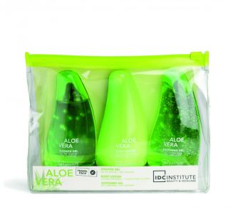 IDC Pack de viaje ALOE VERA 3 piezas 80 ml (Gel calmante, loción y gel de ducha)