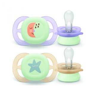 Philips Avent Chupetes Ultra Start 0-2m niña 2 uds - nocturno