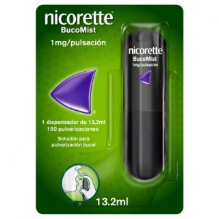 NICORETTE BUCOMIST 1 mg/PULSACION SOLUCION PARA PULVERIZACION BUCAL 1 ENVASE 13,2 ml (150 DOSIS)