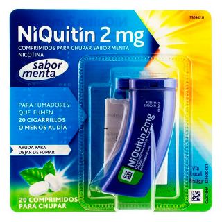 NIQUITIN 2 mg 20 COMPRIMIDOS PARA CHUPAR (SABOR MENTA)